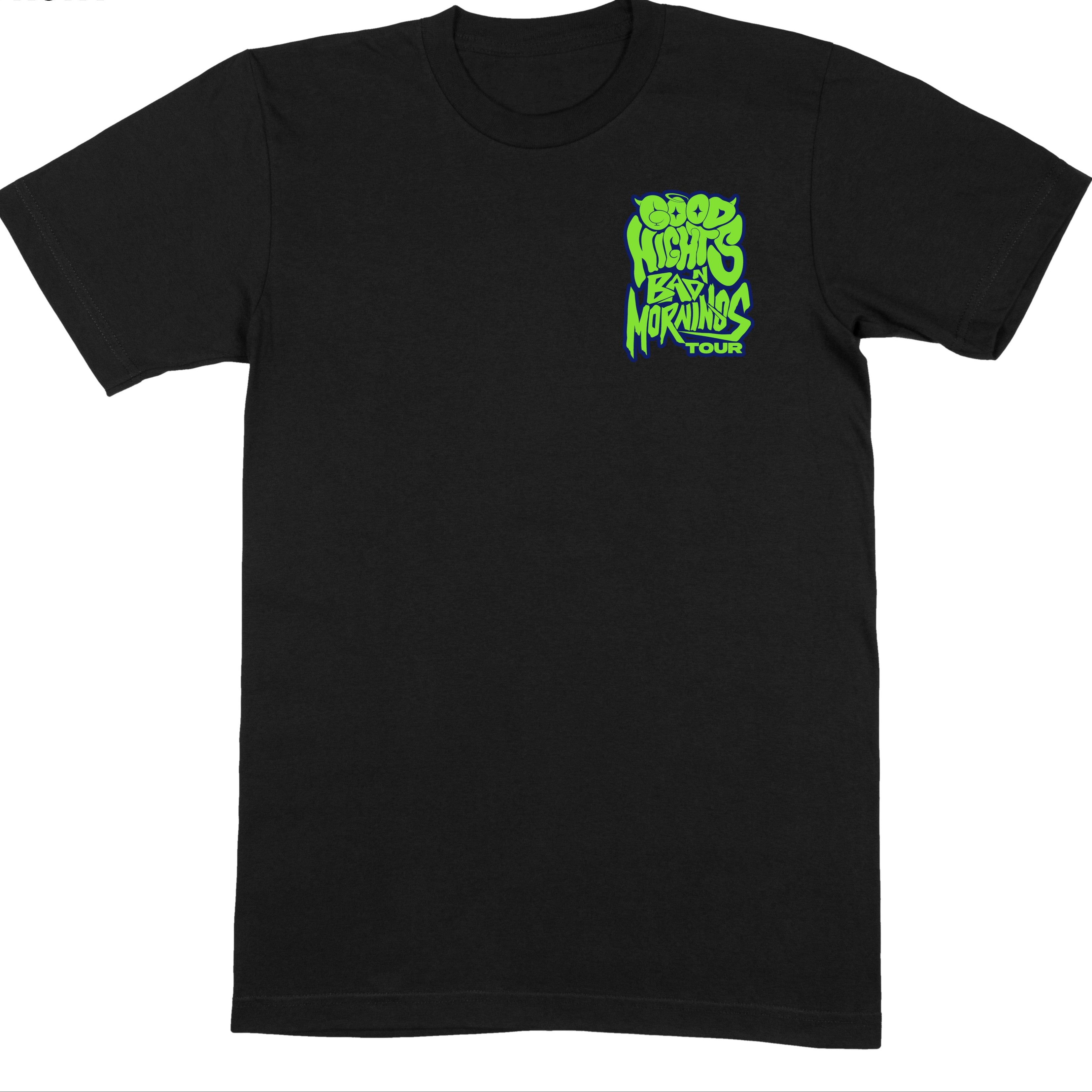 The Good Nights & Bad Mornings Tour Black T-Shirt - EVERYDAYDAYS Snow Tha Product merch