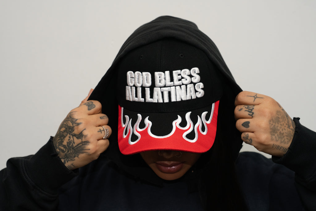 GOD BLESS ALL LATINAS Flame Hat