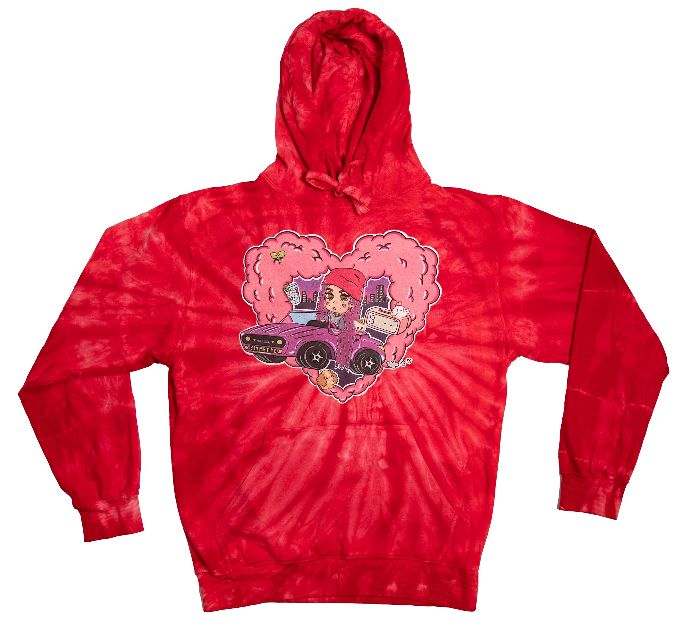 Valentines Heart Red Tie Dye Hoodie - EVERYDAYDAYS Snow Tha Product merch