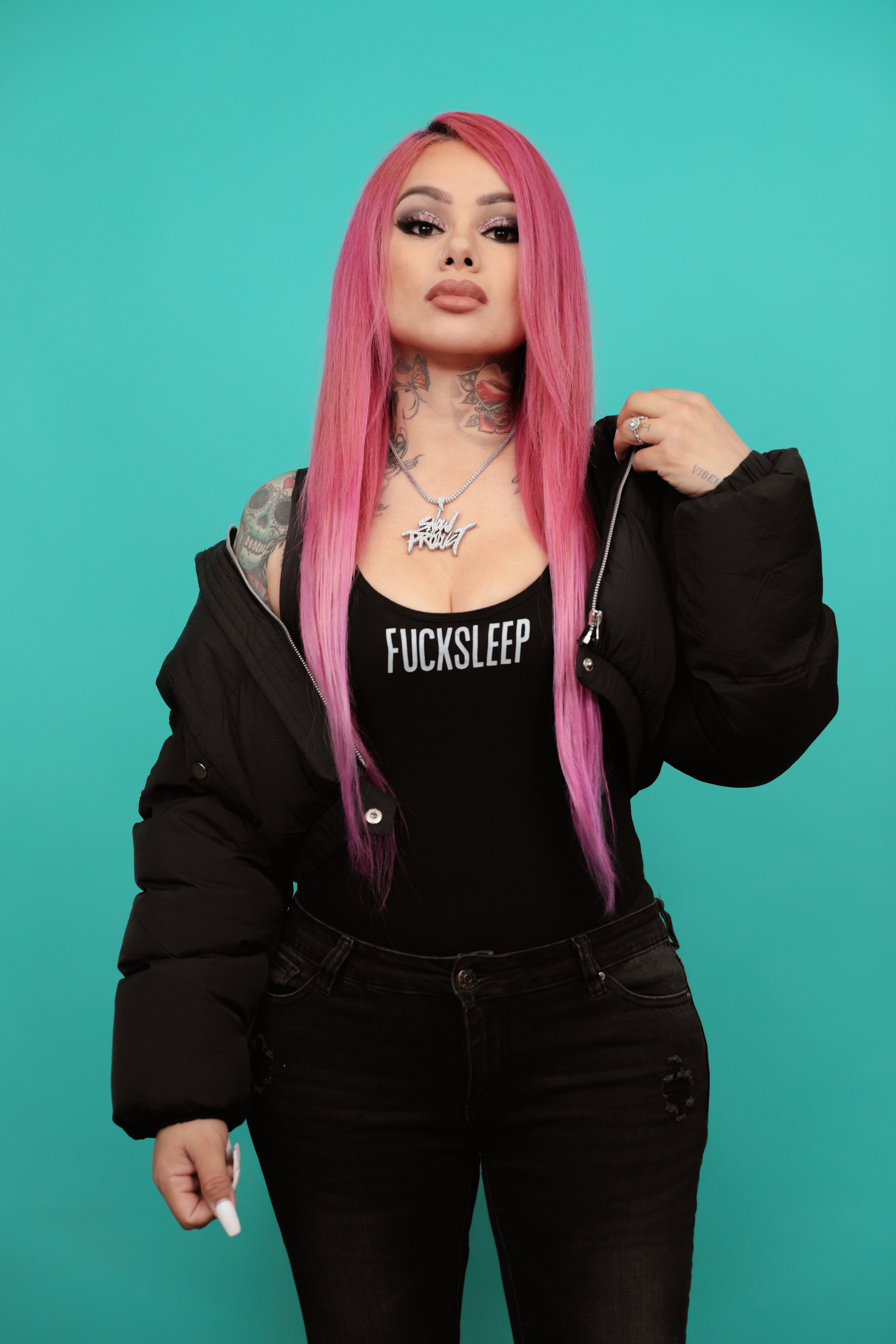 Fuck Sleep Body Suit (Black-Reflective) - EVERYDAYDAYS Snow Tha Product merch